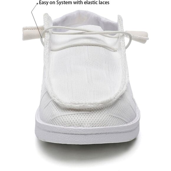 Women's Lightweight Casual Slip On Deck Canvas Loafers Sneakers Boot White Shoes - Picture 4 of 7